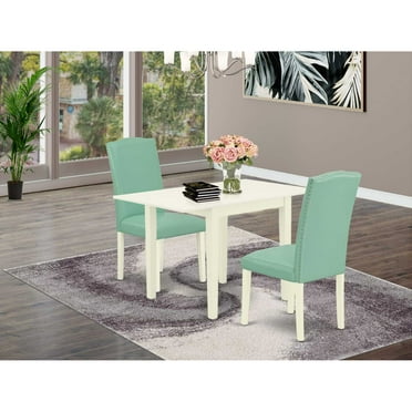 East West Furniture Norden 3-piece Wood Dining Room Set in Linen White