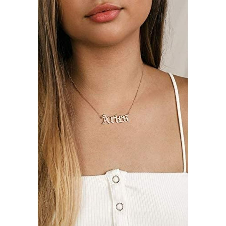 Stainless Steel Gold Plated 12 Zodiac, Horoscope, Old English