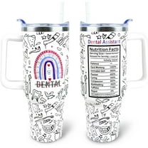 Dental Assistant Tumbler 40 oz Tumbler with Handle and Straw Lid Leak Proof - Birthday Gifts for Women Travel Coffee Mug Insulated for Hot Cold Ice - Dental Assistant Gifts for Women Mom Mothers Day
