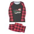 thumbnail image 3 of Elippeo Christmas Family Pajamas Matching Set Letter Santa Hat Print Long Sleeve Tops and Plaid Pants Sleepwear, 3 of 10