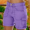thumbnail image 2 of ASFGIMUJ Women's Loose Solid Color Mini Pant Summer Beach Shorts Buttons Short Hot Pants Cargo Shorts, 2 of 6