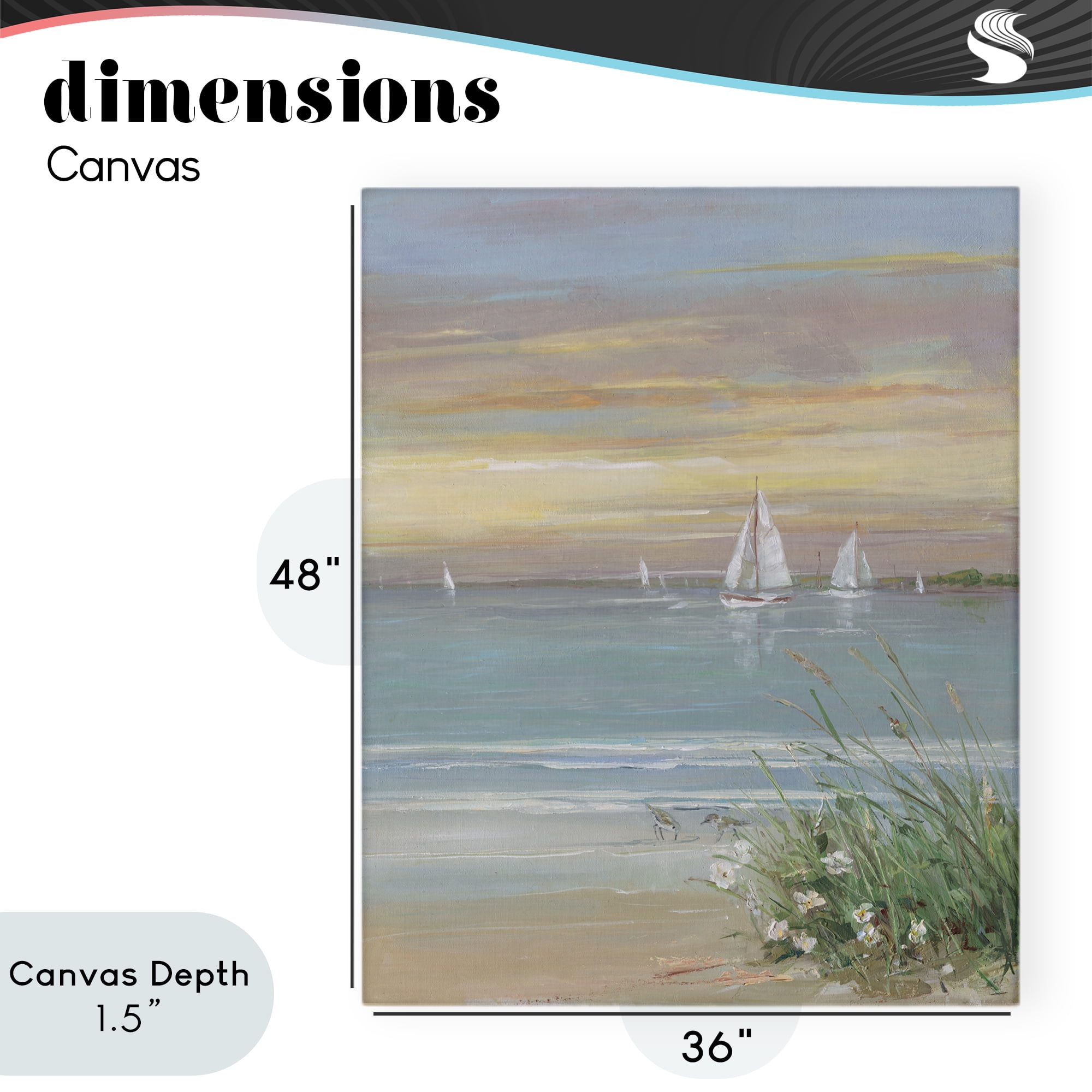Stupell Industries Sailboats Beyond Sandy Shore Canvas Wall Art, design by Sally Swatland