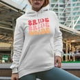 thumbnail image 2 of Bride, Wedding, Fiancee or Bridal Shower Themed, Groovy Retro Wavy Text Merch Gift, White Hooded Sweatshirt or Hoodie, Small, 2 of 5