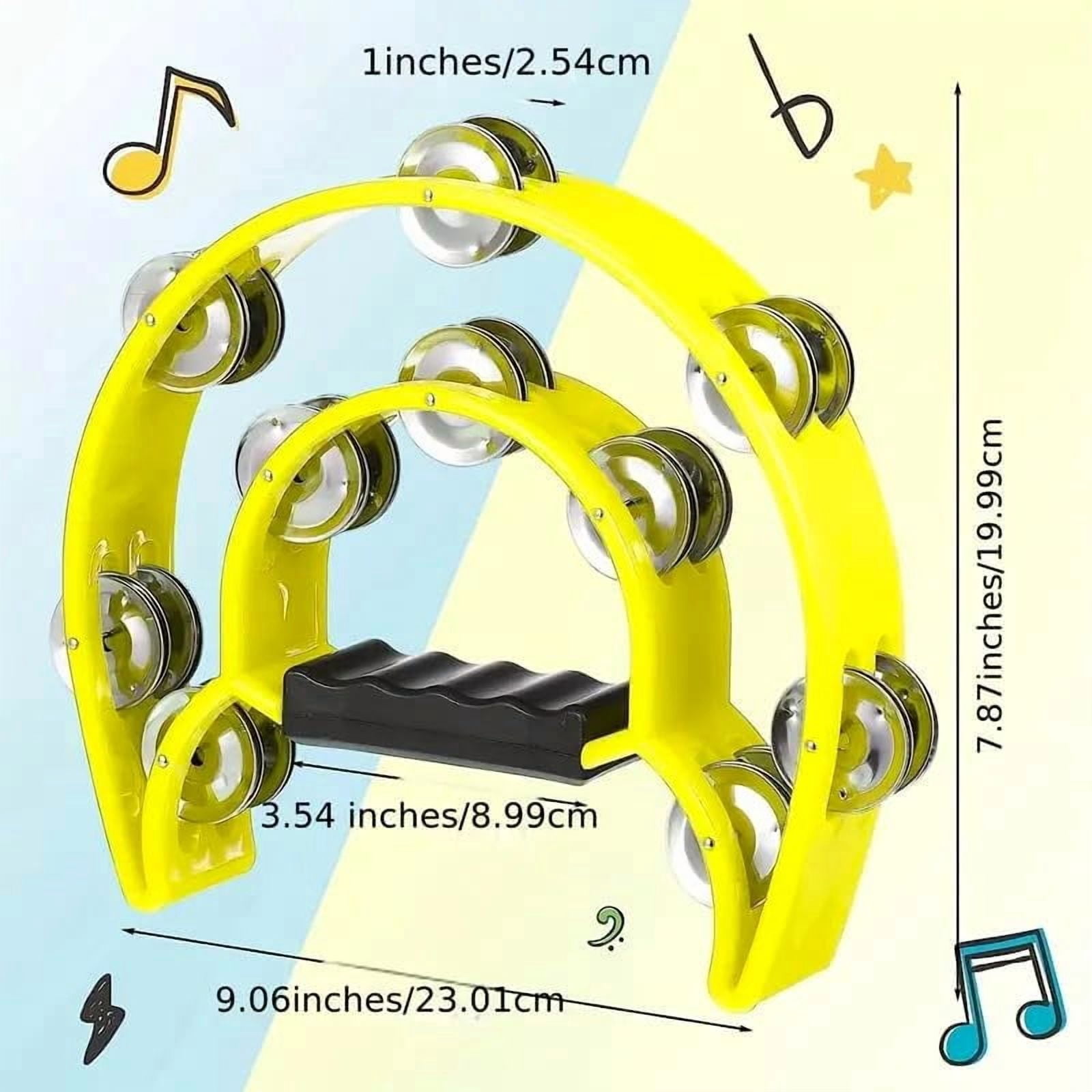Double Row Tambourine Half Moon Musical Hand Held Party KTV 9 Inch 4 Colors Pack