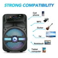 thumbnail image 5 of Portable Bluetooth Speaker 8" Subwoofer Rechargeable with Microphone Sound LED Party PA System 1100W, 5 of 9