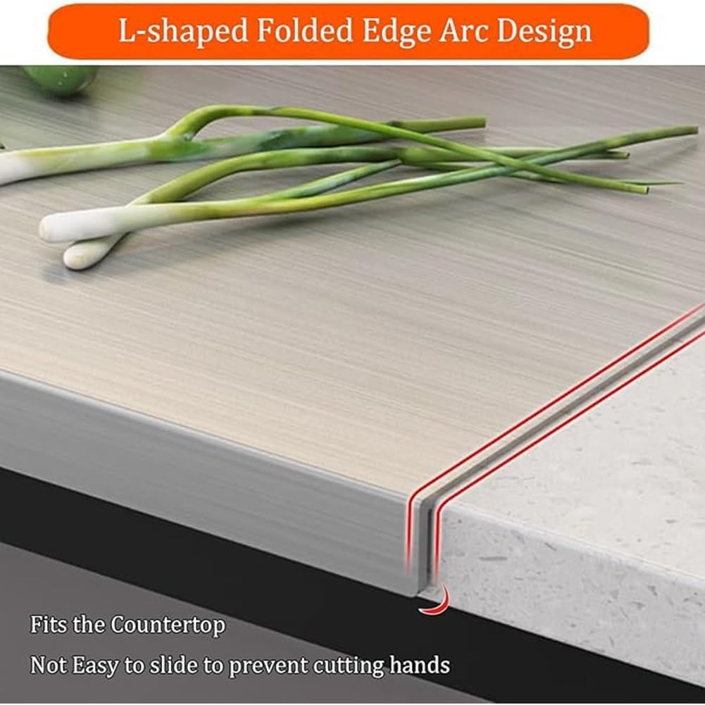 Stainless Steel Cutting Board with Rim, Metal Cutting Boards for Kitchen, Countertop Chopping Board, For Bread Meat, Extra Large Sink Kneading Mats with Lip, Dough Board Dishwasher(19.7*19.7in)