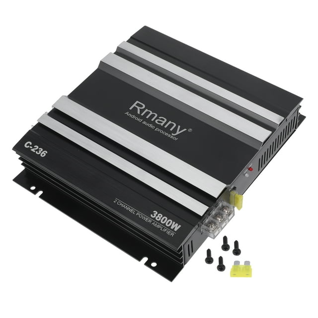 Amplificador de coche de 12V y 2 canales de Unique Bargains, estéreo de audio de 3800W, compatible con amplificador de coche de 2 canales, color negro, 1 pieza