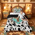 thumbnail image 4 of meiyoeat Western Leopard Print T Twin Comforter Sets For Boys,Farmhouse Cow Monogram Letter Design Bedding Set,Black Reversible,2pcs,1 Comforter and 1 Pillowcase, 4 of 7
