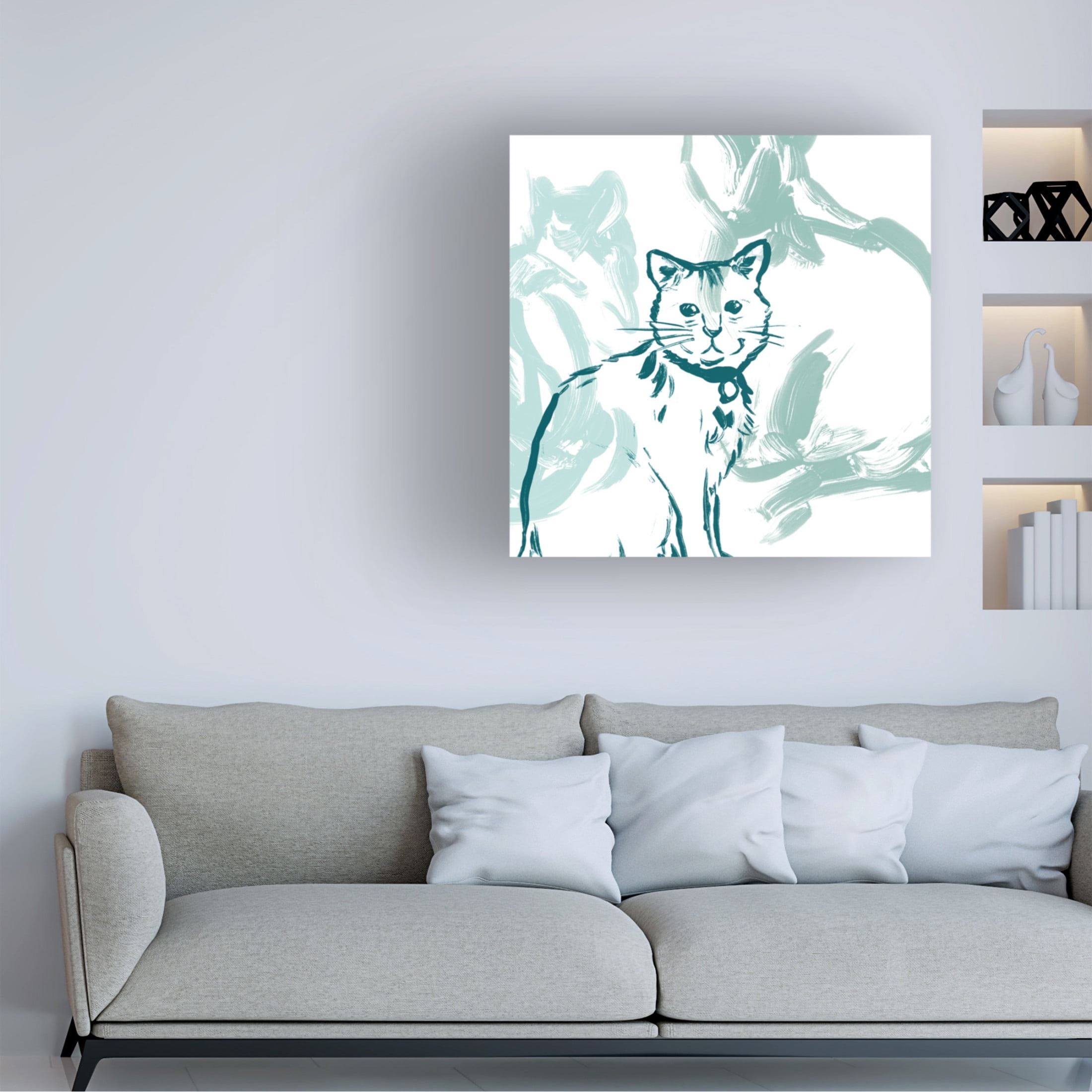 Canvas Wall Art - June Erica Vess 'Paint Box Cats II' Wall Art for Living Room, Bedroom, or Office Décor by Trademark Fine Art - 18 x 18 Inches