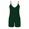 thumbnail image 4 of ABATAB Womens Romper Ribbed Sleeveless V Neck Spaghetti Strap Jumpsuit Backless Wide Leg Overalls with Pockets, 4 of 6