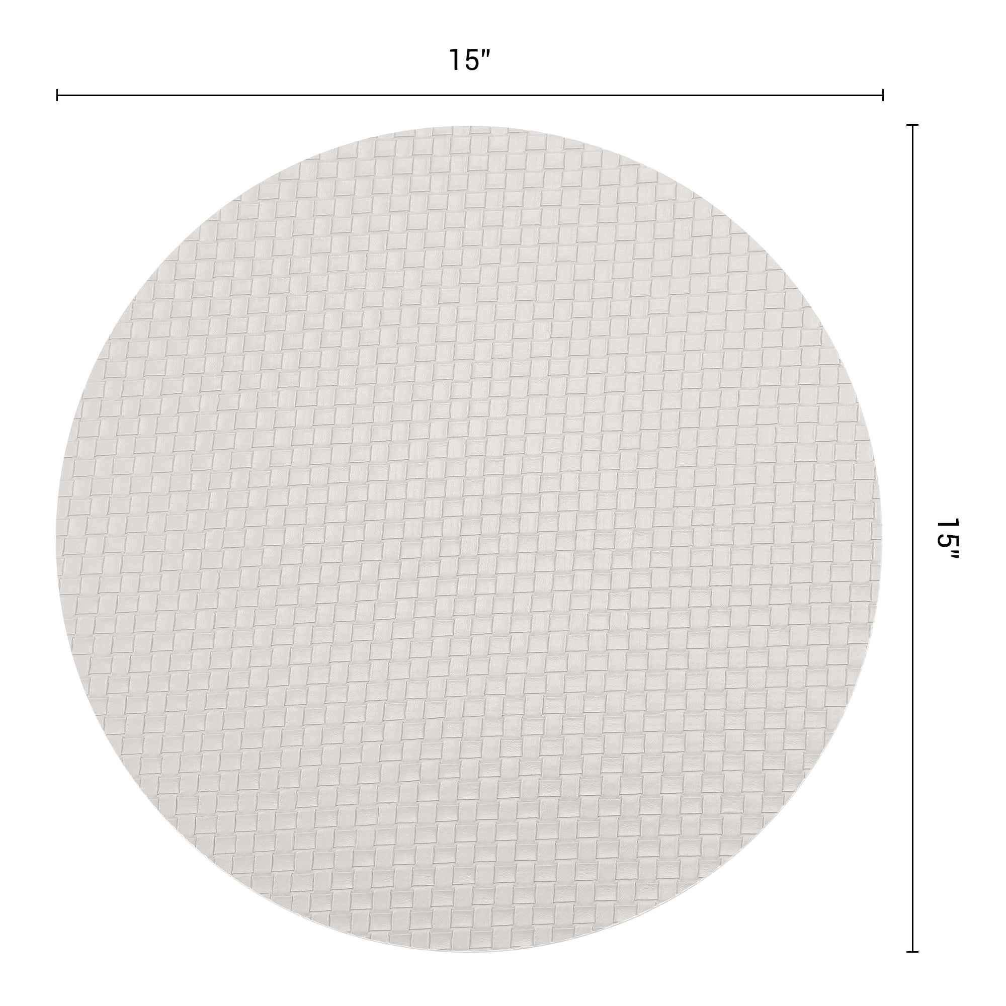 Unique Bargains Round Placemats 6pcs Faux Leather Placemats Light Gray 15"x15"