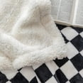 thumbnail image 4 of Sherpa Throw Blanket Fleece Blanket with Checkered Pattern Soft Thick Blanket for Couch, Bed, Sofa Luxurious Warm and Cozy for All Seasons (Black, 60"x80"), 4 of 6