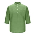 thumbnail image 5 of 3/4 Sleeve Tshirts Shirts for Men with Pocket Pullover Button Mock Neck T-Shirts Mens Casual Solid Color Lightweight Going Out Beach Tees Tops, 5 of 7