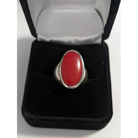 AAA  Natural Certified Handmade Coral Ring: 7.25 Carat 925 Sterling Silver