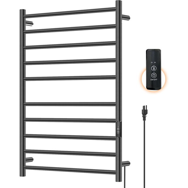 Towel Warmer Electric Heated Towel Rack for Bathroom Stainless Steel Hot Towel Rack with Build-in Timer Fast Heating Plug-in