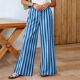thumbnail image 2 of Abtuhar Women Pants Print Contrast Stripe Straight Leg Full Length Elastic Waist Side Pockets Fashion Bottoms, 2 of 5