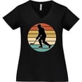 thumbnail image 3 of Inktastic Hockey Player Retro Sunset Women's Plus Size V-Neck T-Shirt, 3 of 5