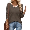 thumbnail image 6 of Women's V-neck Sweater Pullover Comfortable Lightweight Sweater Long Sleeve Top Autumn Clothing, 6 of 9