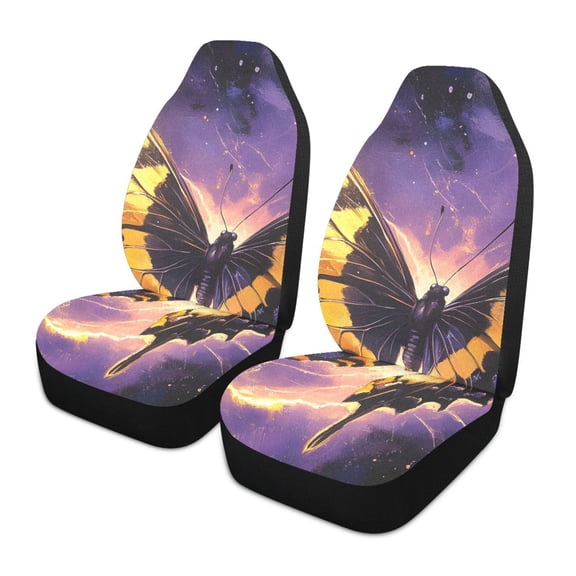 ALAZA Butterfly Purple Lightning Car Seat Covers 2 PCs Universal Auto Front Seats Interior Protector