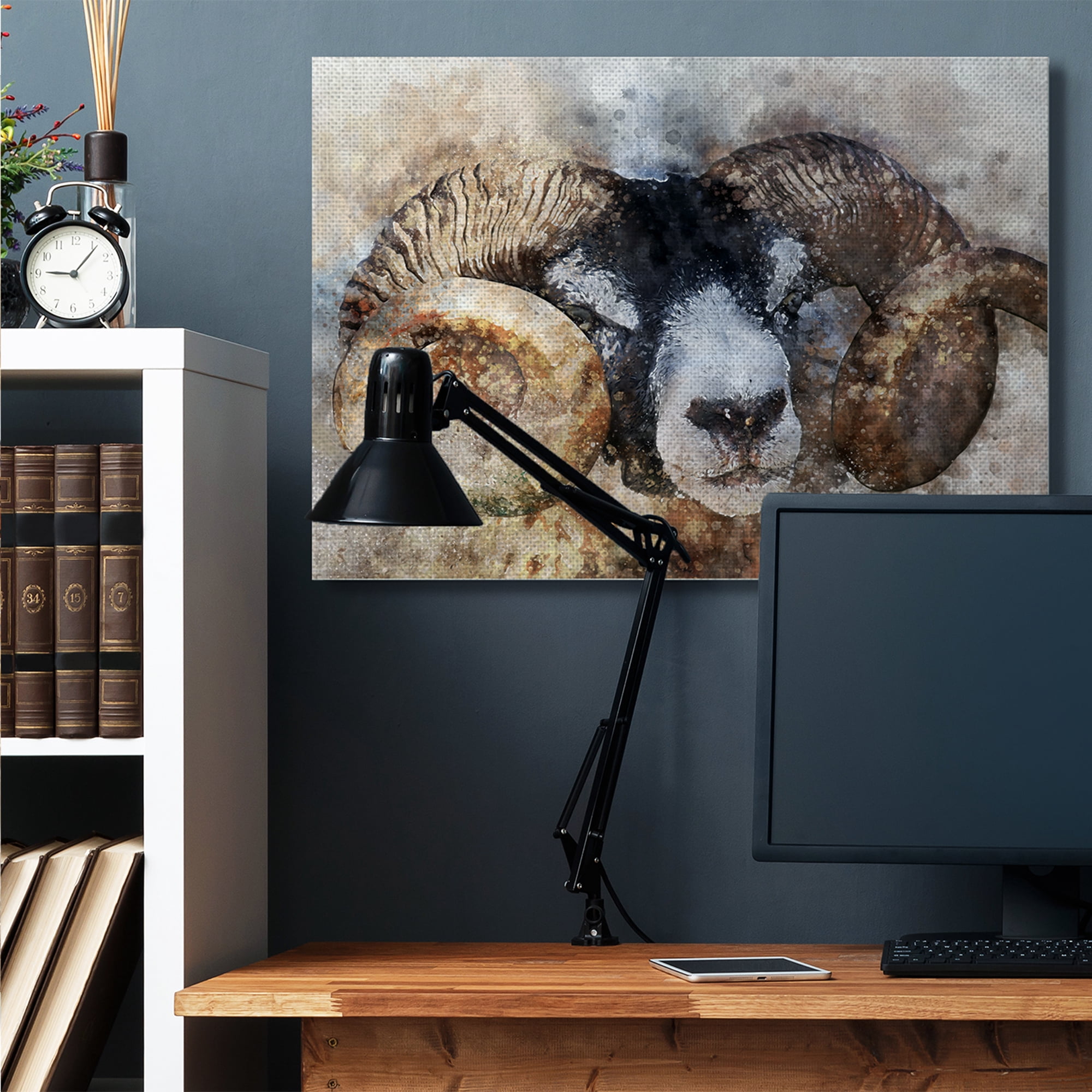 Stupell Industries Big Horned Ram Abstract Dreamlike Portrait Canvas Wall Art by Ziwei Li
