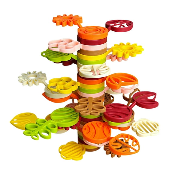 Bewildely Juguetes de construcción de madera para niños de 1 año, juego de entrenamiento único para niños de 2 años, bloques para apilar y Juguetes de construcción juego de 35 piezas