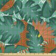 thumbnail image 2 of Ambesonne Exotic Fabric by the Yard Upholstery, Tropical Jungle Monstera, 2 Yards, Teal Orange and Turquoise, 2 of 5
