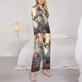 thumbnail image 3 of Honeii Romantic Flower Fox print Women's Pajama Sets Long Sleeve Button Down Sleepwear Nightwear Soft Pjs Lounge Sets-Large, 3 of 7