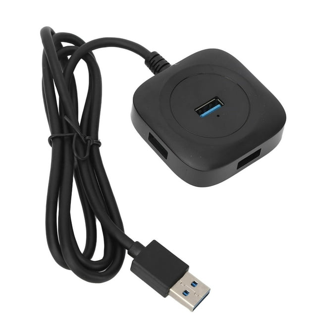 Hub USB 3.0 Fuente de alta potencia negra 4 puertos Uso simultáneo Estable de larga duración para oficina de entretenimiento