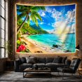thumbnail image 6 of Sunny Tropical Beach and Mountain Tapestry, 6 of 7