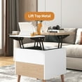 thumbnail image 5 of Modern Lift-Top Coffee Table with Hidden Storage, Extensible Side Table, Oak & White, Ideal for Small Living Rooms, Multifunctional Furniture, 5 of 8