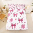thumbnail image 5 of Manfei Pink Girly Bow Knot Bed Sheets,Cute Cartoon Flowers Full Size Sheets,4pcs,1 Flat Sheet,1 Fitted Sheet and 2 Pillowcases, 5 of 6