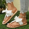 thumbnail image 7 of LOVZFMLL Sandals for Women 2025 Summer Bow Knot Flat Flip Flops Slip On Open Toe Thong Casual Outdoor Beach Vacation Slippers White 8.5, 7 of 7