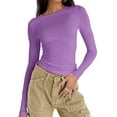 thumbnail image 4 of Kaprioy Womens Long Sleeve Tops Trendy Crop Tops Going Out Clothes Y2k Clothes Fall Fashion T-shirts 2025 Purple, M, 4 of 6