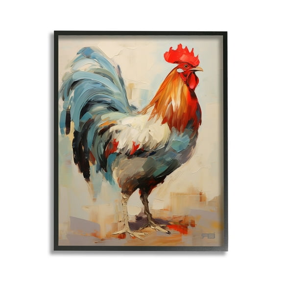 Stupell Industries Abstract Farmhouse Hen Animals & Insects Painting Black Framed Art Print Wall Art, 11 x 14