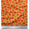thumbnail image 1 of Soimoi Yellow Heavy Satin Fabric Tomato Vegetable Print Sewing Fabric Yard 56 Inch Wide, 1 of 3