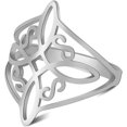thumbnail image 1 of Anillo de plata de ley, anillo de nudo irlandés de moda, anillo con patrón de triángulo celta, anillo de boda de compromiso, anillo con patrón de rizo cortado (plata), 1 of 5