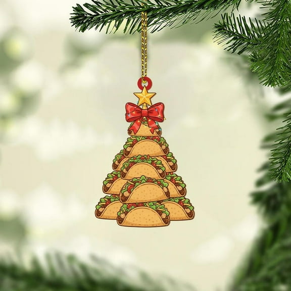 ViciArt Taco Christmas Tree Ornament – Funny Food Holiday Decor, Festive Gift for Taco Lovers