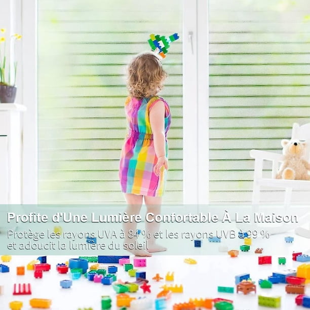 Película de ventana adhesiva estática Patrón de rayas Película de ventana autoadhesiva para vidrio para el hogar 45x200 cm Protección UV -ideal para oficina Dormitorio Cocina Hogar Ba?o ZefeiWu 8390606754479