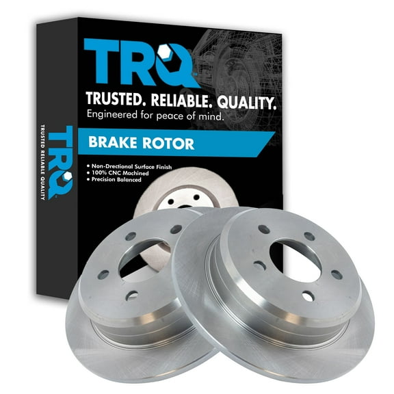 TRQ Rear Brake Rotors Set Solid Fits Select 1993-1998 Jeep Grand Cherokee