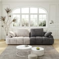 thumbnail image 2 of 86.6″ Large size two Seat Sofa,Modern Upholstered,Beige paired with grey suede fabric, 2 of 5