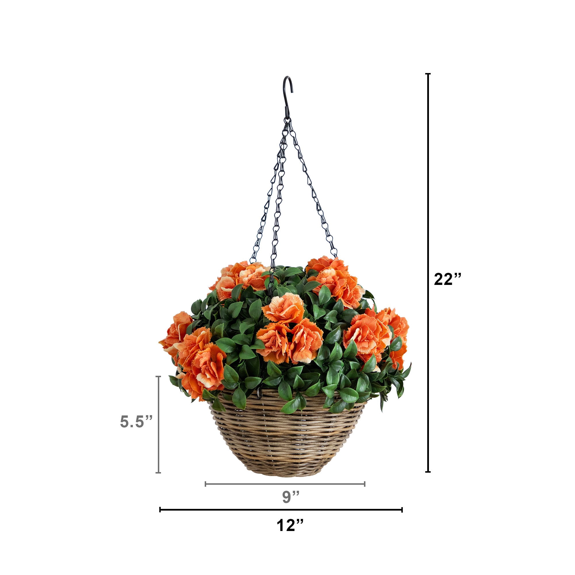 22in. UV Resistant Artificial Camellia in Hanging Basket (Indoor/Outdoor)
