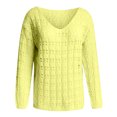 thumbnail image 3 of Mujer Tops Clásico Cuello en V Manga Larga Color Sólido Diamante Hueco Suéter Blusa Pompotops gfhjh11314, 3 of 5