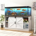 thumbnail image 6 of Blotout Farmhouse 75-120 Gallon Fish Tank Stand with Power Outlet, 59"Aquarium Stand with Storage/Sliding Barn Door, Heavy Duty Tank Stand for 2 Fish Tank/Reptile Terrarium, 1200lbs Capacity,White, 6 of 8