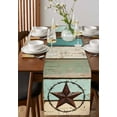 thumbnail image 2 of Hokiten Table Runners 120 Inches Long Dress Scarves, Texas Star Western Farmhouse Coffee/Dining/Kitchen Table Runner for Living Room, Vintage Teal Brown Wooden Farmhouse 13x120 Inch, 2 of 7