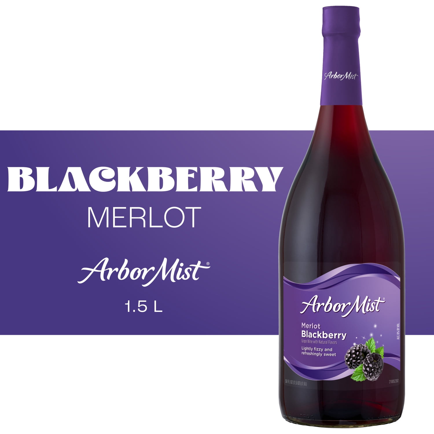 Arbor Mist Blackberry Merlot Sweet Red Fruit Wine, New York, 1.5L Glass Bottle, 6% ABV