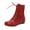 Red, variant on Xfvqtps Womens Embroidered Ankle Boots Vintage Boho Style Lace up Round Toe Hidden Wedge Heel Winter Fashion Casual Flat Boots Brown