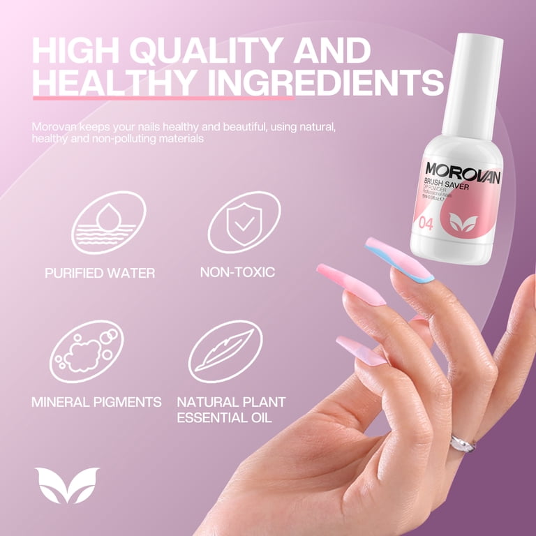 MOROVAN Dip Powder Liquid Set, 4-Piece with Brush photo 6