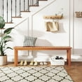 thumbnail image 4 of Costway 59" Long Patio Dining Bench with Teak Oil Finish & Slat Seat Accent Entryway Bench, 4 of 10