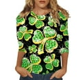 thumbnail image 1 of asddcavvf Blouse pour Femmes Chemise Raglan Imprimée pour la Saint-Patrick Manches 3/4, 1 of 4