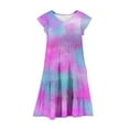 thumbnail image 3 of hengsof Girls Dresses Kids Summer Sweet Ruffle Sleeve Dress Ombre Crew Neck Layered Dress Cute Casual Dress Casual Party Dresses Sizes 6-15, 3 of 4